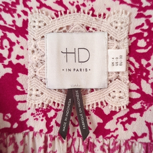 HD in Paris Anthropologie Archipelago Abstract Short Sleeve Mini Dress Pink 0 - Picture 5 of 13